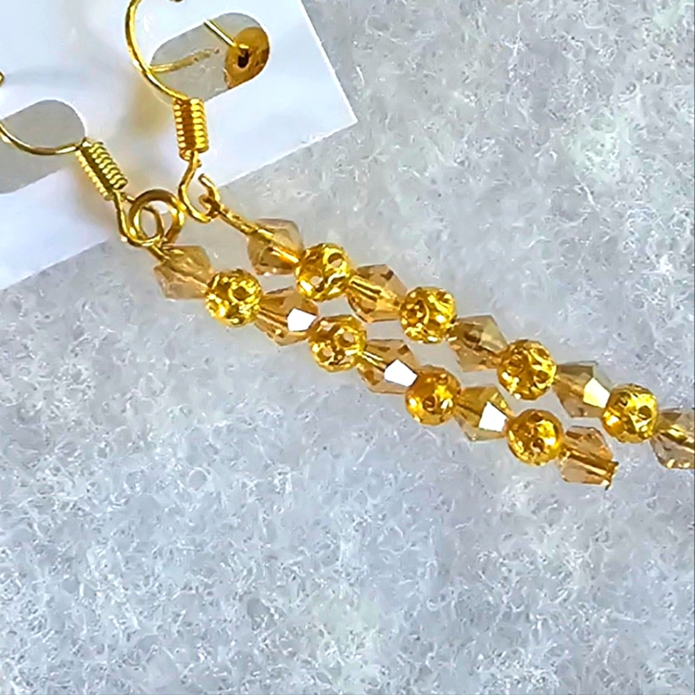 SWAROVSKI GOLD/SILVER DISCO BALL ARTESAN DESIGNER LAT PAIR EARRING SALE